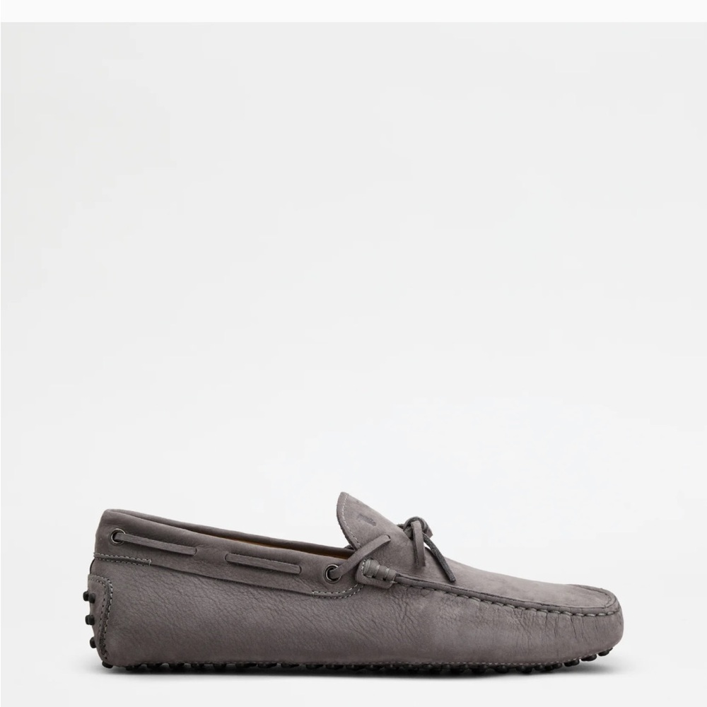 Tod's Taupe/Gray Nubuck Loafers with Rubber Sole